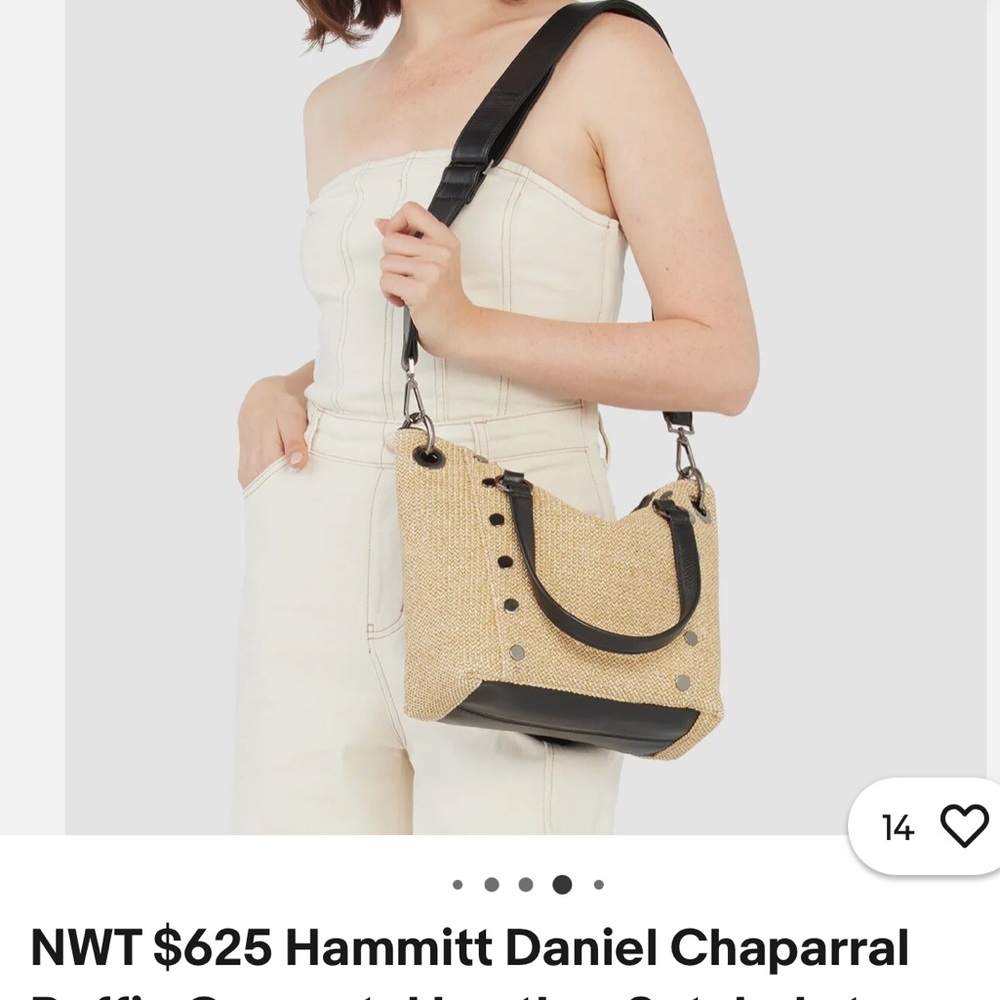 Hammitt Straw and Black Leather Satchel - Picture 2 of 9